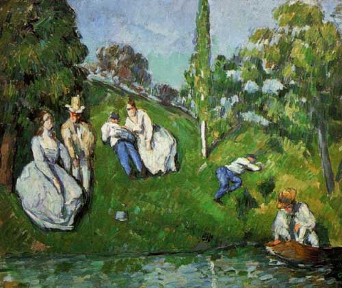 Painting Code#42238-Cezanne, Paul - Couples Relaxing by a Pond