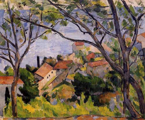 Painting Code#42250-Cezanne, Paul - L&#039;Estaque, View through the Trees