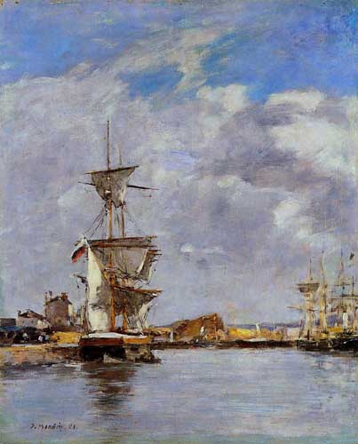 Painting Code#42292-Eugene-Louis Boudin - Deauville, the Harbor 