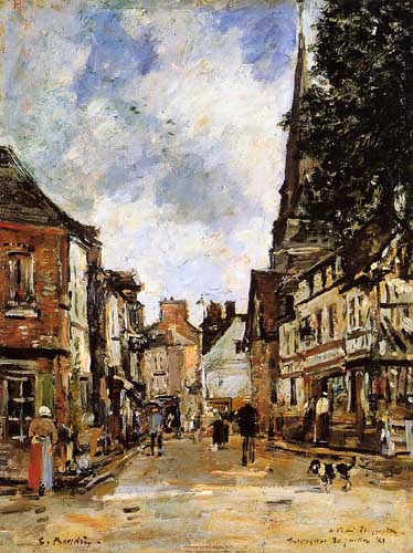 Painting Code#42297-Eugene-Louis Boudin - Fervaques, a Village Street
