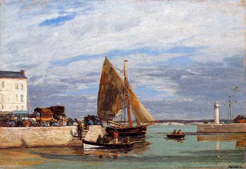 Painting Code#42305-Eugene-Louis Boudin - Honfleur, the Port