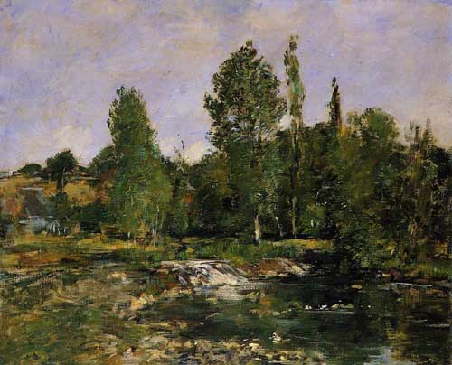 Painting Code#42330-Eugene-Louis Boudin - Saint-Cenery, a Pond