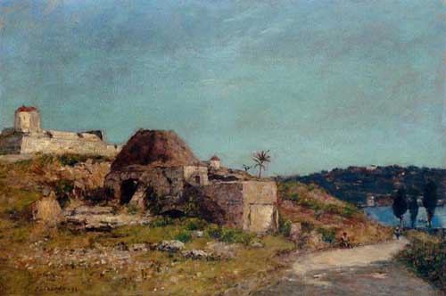 Painting Code#42363-Eugene-Louis Boudin - Villefranche, the Citadel