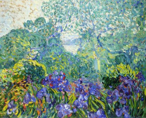 Painting Code#42372-Louis Valtat - Landscape with Violet Irises