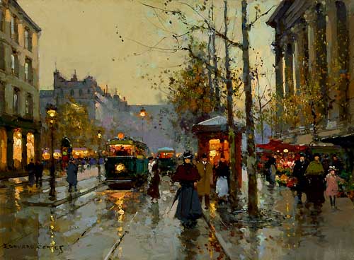Painting Code#42387-Edouard Leon Cortes - Flower Market at the Madeleine