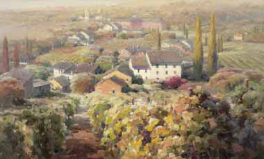 Painting Code#42413-Roberto Lombardi - View from the Vineyard I