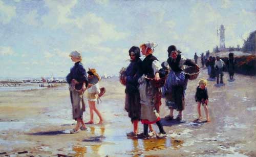 Painting Code#45009-Sargent, John Singer(USA): Oyster Gatherers of Cancale