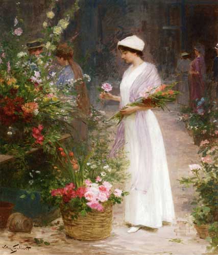 Painting Code#45040-Victor Gabriel Gilbert - Picking Flowers