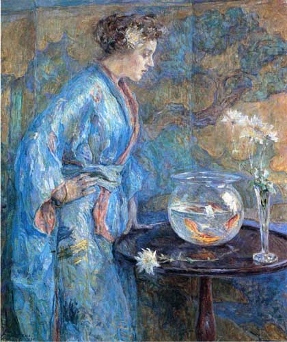Painting Code#45045-Reid, Robert(USA) - Girl in Blue Kimono