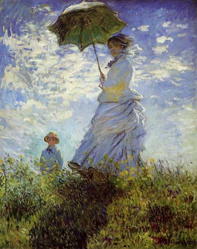 Painting Code#45069-Monet, Claude - The Stroll, Camille Monet and Her Son Jean (Woman with a Parasol), original size: 100 x 81cm