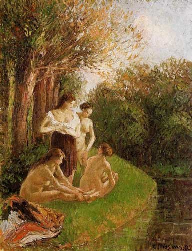 Painting Code#45101-Pissarro, Camille - Bathers 