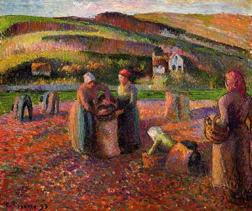 Painting Code#45111-Pissarro, Camille - Potato Harvest