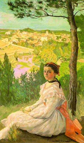 Painting Code#45112-Bazille,Frederic: View of the Village