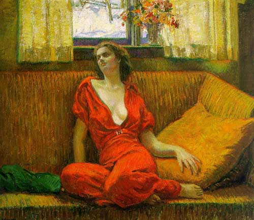 Painting Code#45116-Irvine, Wilson Henry(USA): Lady in Red