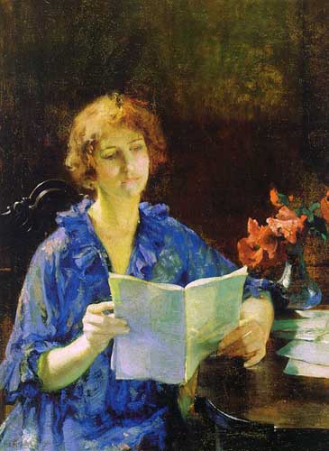 Painting Code#45117-Jones, Francis Coates(USA): Woman Reading (Morning)