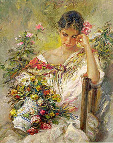 Painting Code#45129-Woman with Flowers