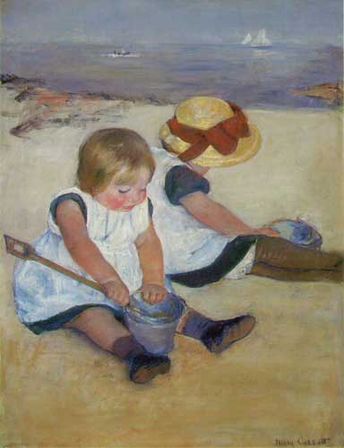 Painting Code#45140-Cassatt, Mary(USA): Children on the Shore