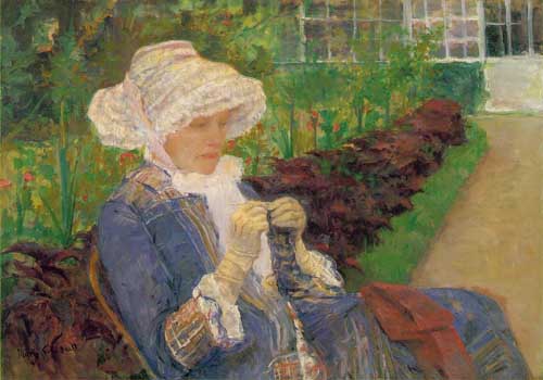 Painting Code#45141-Cassatt, Mary(USA): Lydia Crocheting in the Garden at Marley