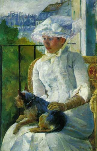Painting Code#45142-Cassatt, Mary(USA): Woman with Dog