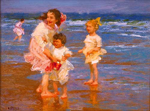 Painting Code#45155-Edward Potthast: Cold Feet 