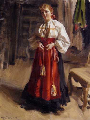 Painting Code#45171-Zorn, Anders(Sweden) - Girl in an Orsa Costume