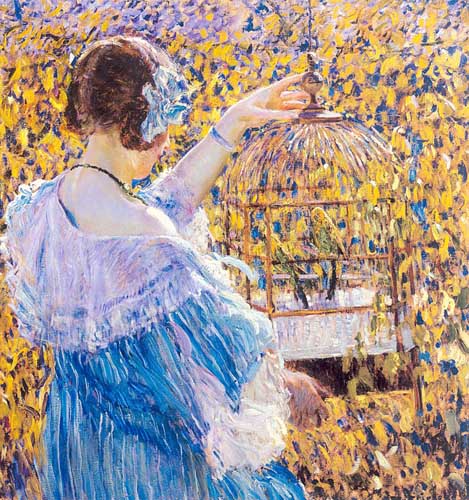 Painting Code#45183-Frieseke, Frederick Carl(USA): The Birdcage
