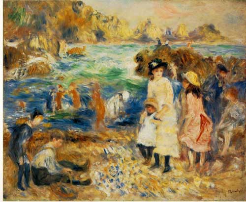 Painting Code#45222-Renoir, Pierre-Auguste: Beach Scene, Guernsey