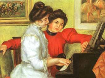 Painting Code#45235-Renoir, Pierre-Auguste: Yvonne and Christine Lerolle Playing the Piano