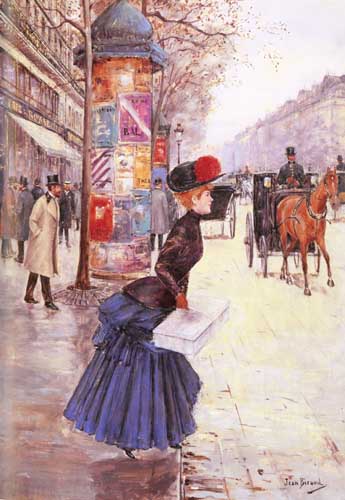 Painting Code#45371-Beraud, Jean(France): Jeune femme traversant le boulevard