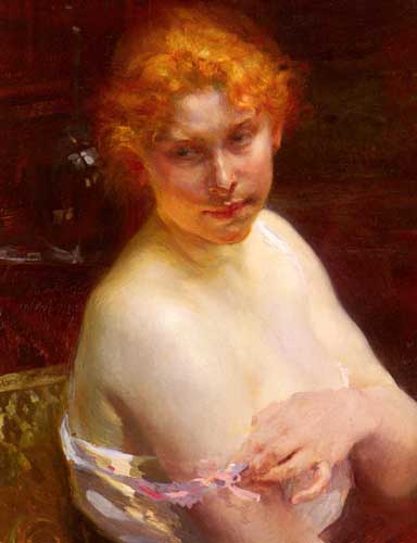 Painting Code#45373-Besnard, Paul Albert(France): Portrait of a Young Woman