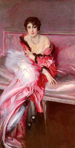 Painting Code#45375-Boldini, Giovanni(Italy): Portrait Of Madame Juillard In Red