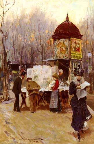 Painting Code#45376-Brancaccio, Carlo(Italy): The Kiosk, Paris