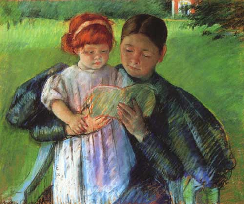 Painting Code#45406-Cassatt, Mary(USA): Nurse Reading to a Little Girl