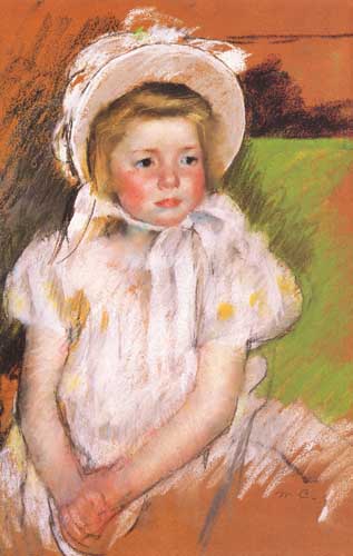 Painting Code#45409-Cassatt, Mary(USA): Simone in a White Bonnet
