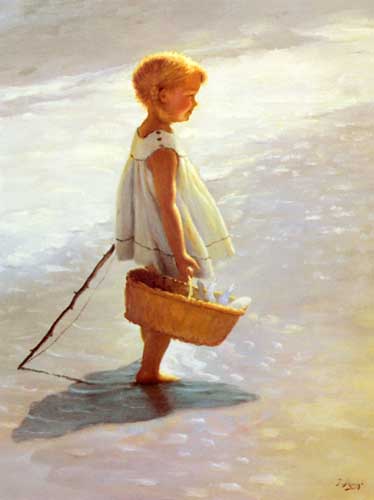 Painting Code#45421-Davidi, I.: Young Girl On A Beach
