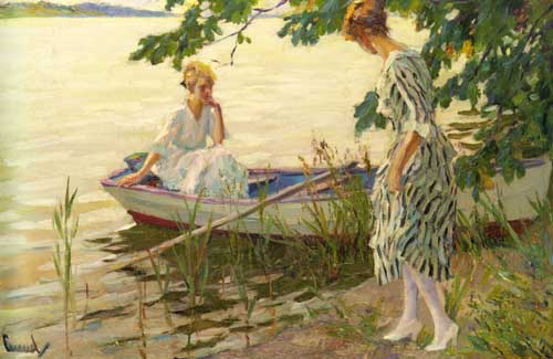 Painting Code#45468-Cucuel, Edward(USA): An Afternoon on the Lake