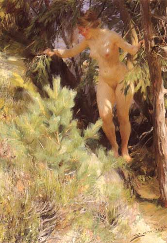 Painting Code#45528-Zorn, Anders(Sweden): Nude under A Fir