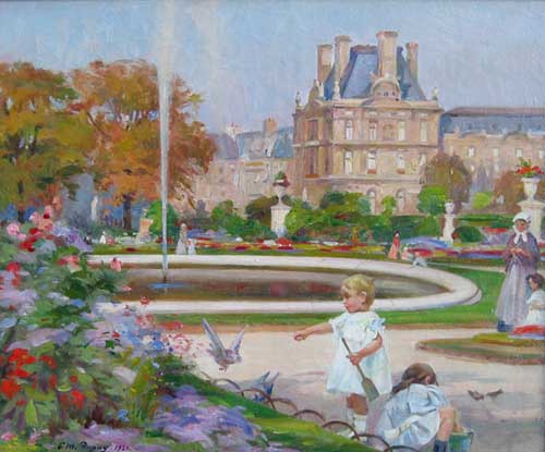 Painting Code#45634-Paul Michel Dupuy(France): Jardin de Tuileries, Paris
