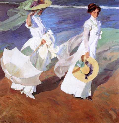 Painting Code#45663-Joaquin Sorolla y Bastida: Promenade by the Sea