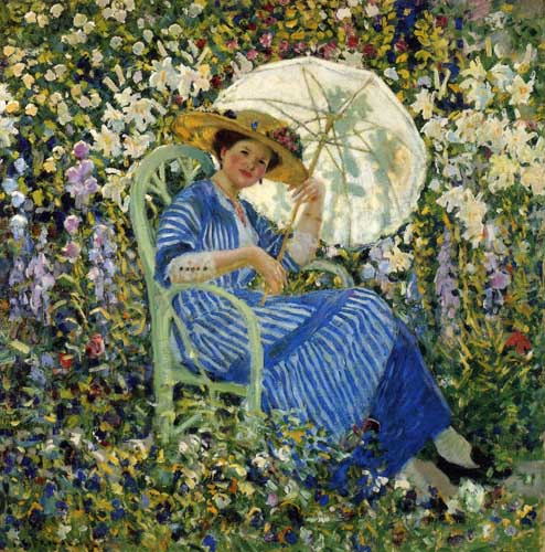 Painting Code#45698-Frieseke, Frederick Carl(USA) - In the Garden, Giverny
