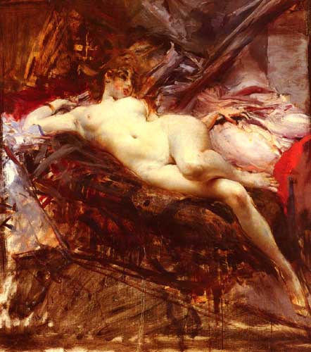 Painting Code#45731-Boldini, Giovanni(Italy) - Reclining Nude