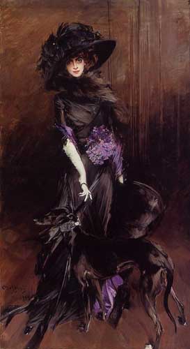 Painting Code#45736-Boldini, Giovanni(Italy) - Portrait of the Marchesa Luisa Casati with a Greyhound