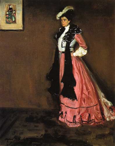 Painting Code#45751-Alfred Henry Maurer - Woman in Pink, Portrait of Roselle Fitzpatrick