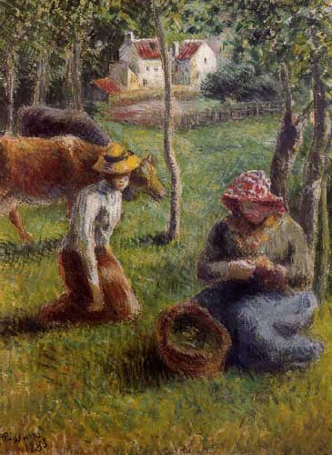 Painting Code#45773-Pissarro, Camille - Cowherd