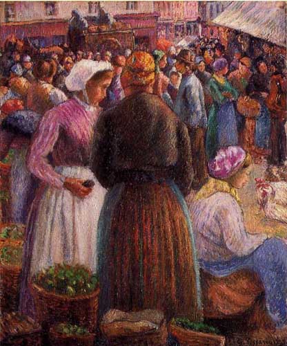 Painting Code#45788-Pissarro, Camille - Market at Pontoise