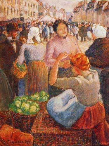 Painting Code#45789-Pissarro, Camille - Marketplace, Gisors