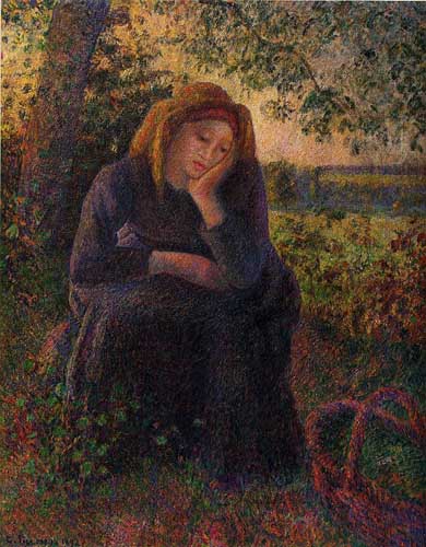 Painting Code#45808-Pissarro, Camille - Seated Peasant