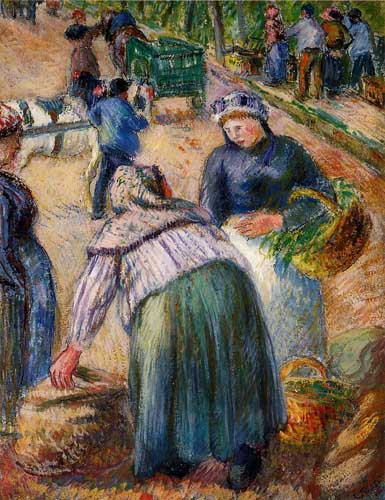 Painting Code#45817-Pissarro, Camille - Potato Market, Boulevard des Fosses, Pontoise
