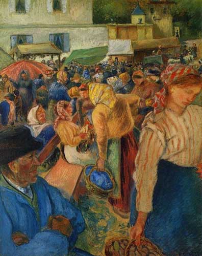Painting Code#45819-Pissarro, Camille - Poultry Market, Pontoise
