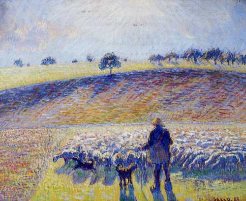 Painting Code#45825-Pissarro, Camille - Shepherd and Sheep